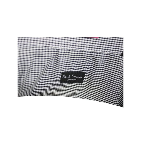 PAUL SMITH SZ 17.5 French Cuff Black & White Checkered Cotton Men's Shirt - Picture 7 of 7